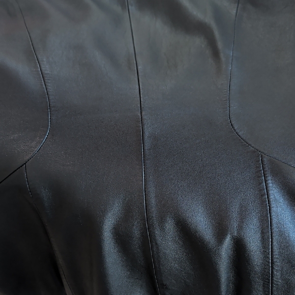 Anne Klein Women’s Black Lambskin leather zip front jacket - Picture 5 of 8